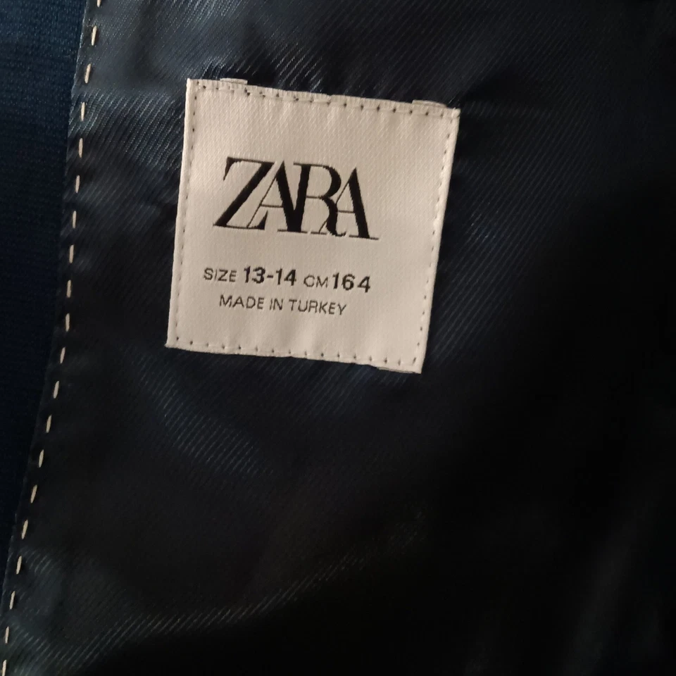 Zara Kids Navy Blue Blazer Jacket Size 13/14 Slim Fit Boy Formal Wear - Image 3 of 4