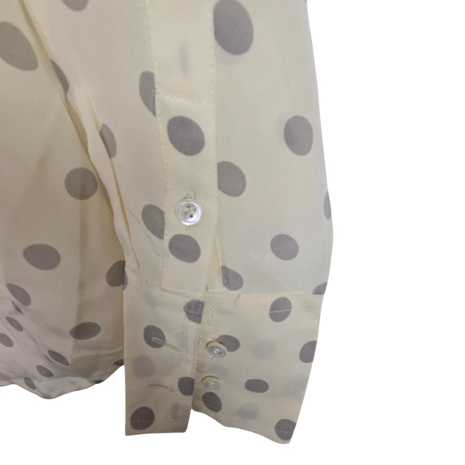 Camisa J Crew Camisa de Seda con Botones Camisa a Lunares Camisa Manga Larga 0 Crema Foto 4 de 4