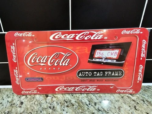 Vintage Coca-Cola License Plate Auto Tag Frame PL8MATE
