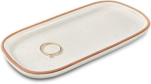 Small Ceramic Decorative Tray Rectangle 6.4" White