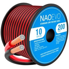 10 Gauge Wire 200FT, 2 Conductors Electrical Wire Red Black Cable, Flexible/L...