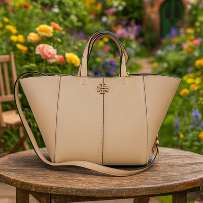 NEW Tory Burch McGraw Goan Sand Beige Leather Carryall Tote