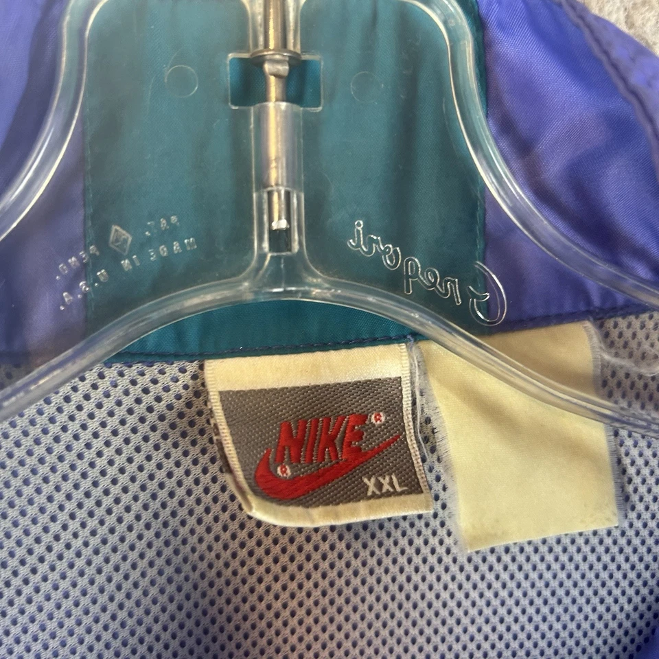 Винтажный Nike 80-х 90-х куртка цвет блок ветровка серый ярлык взрослый размер Xxl 2XL - Изображение 3 из 4
