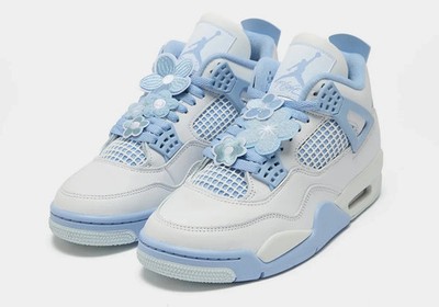 Nike Air Jordan 4 Retro Shoes White Aluminum Blue Tint HV0823-100