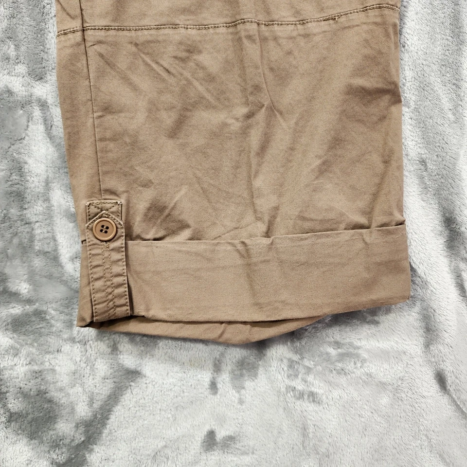 Pantalones Style&Co para mujer 18W marrón caqui tiro alto cargo capri lengüeta enrollable dobladillo elástico Foto 2 de 4