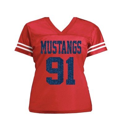 Red Navy Customized Colors Glitter Football Jersey Mustangs Number Team Name Sc