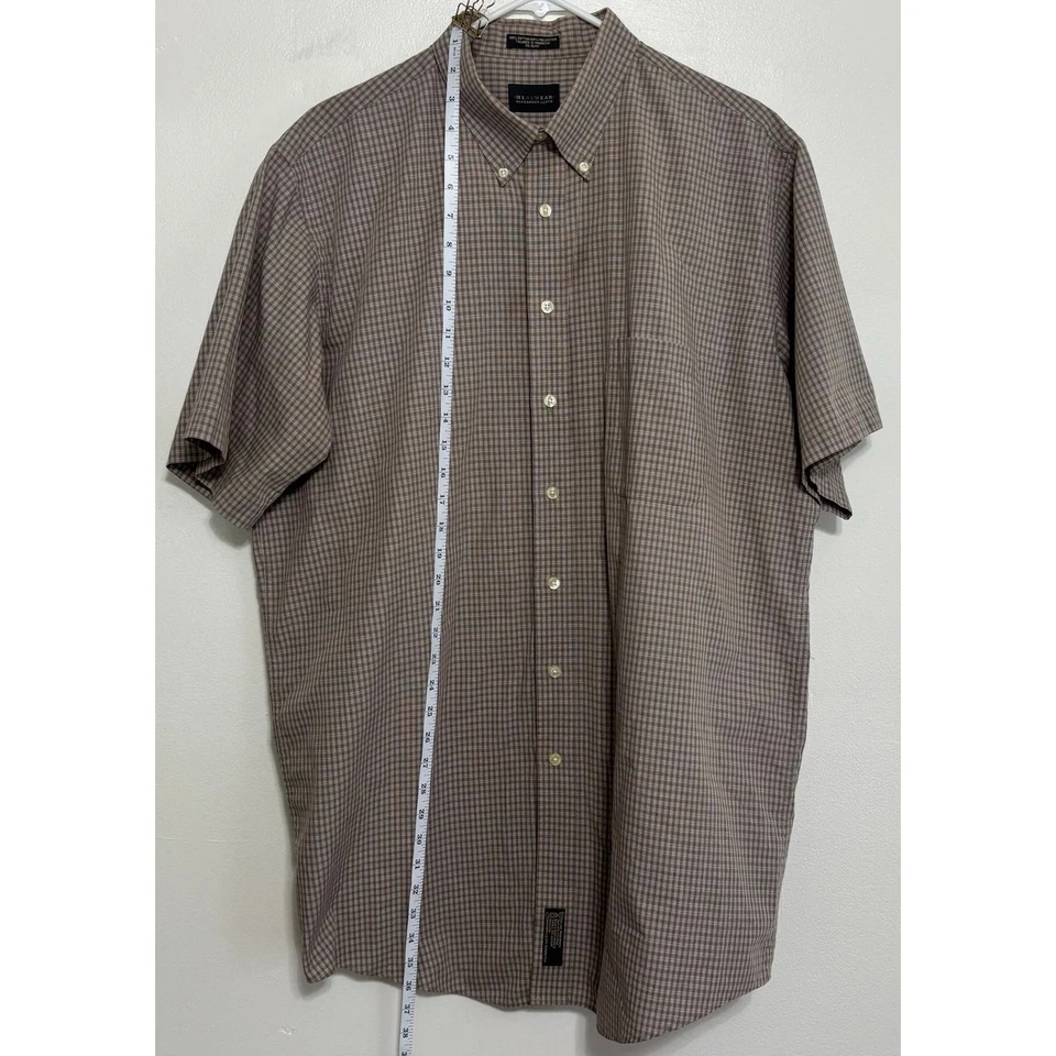 Menswear Alexander Lloyd Brown & White Plaid Button Shirt Size 17.5 Tall - Image 3 of 4