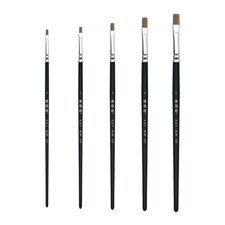 XDT537 Flat Artist Paint Brush 5 Piece Set Medium Stiff Nylon Hair Extra Shor...
