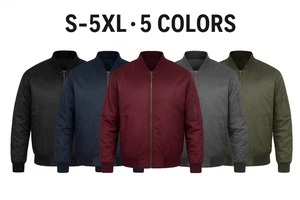 Classic Mens Bomber Jacket Casual MA1 Military Pilot Coat Black Navy Grey Olive