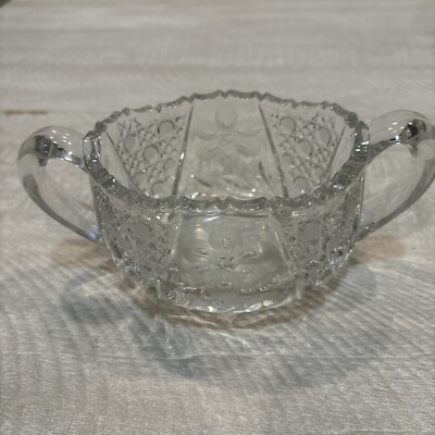 Vintage 6'' Clear Cut Glass Sugar Bowl