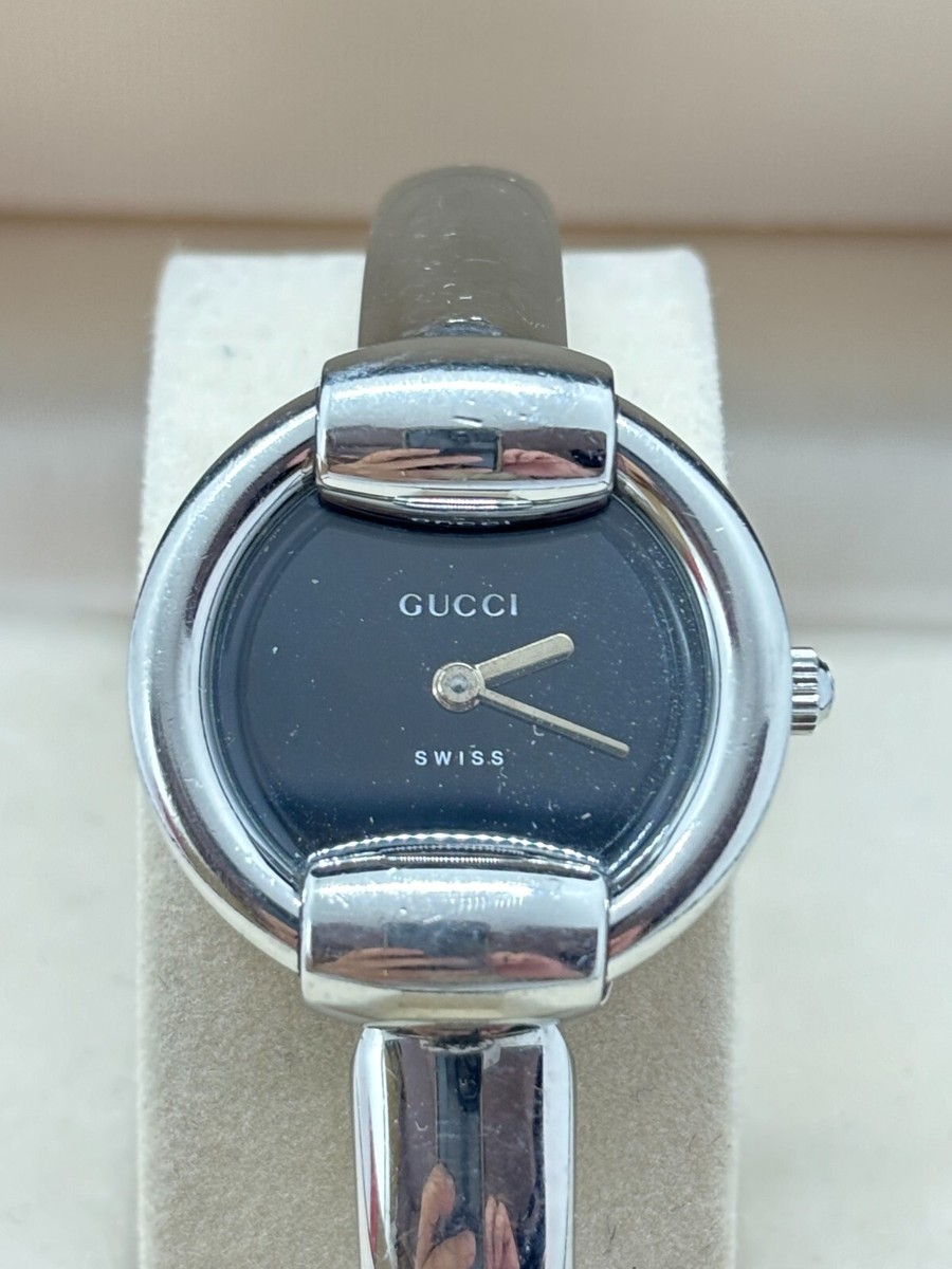 Exc+5 w/Box ] GUCCI 1400L Vintage Black Dial Silver Quartz Watch