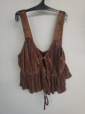 Missguided Damen bauchfreies Oberteil Trägertop Größe UK 6 ärmellos Rüschen zum Binden Party UVP 24 £