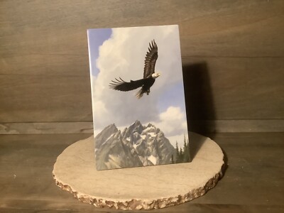 ACK DECORATIVE ART TILE NEW PAINTED EAGLE OVER MOUNTAINS  8'' X 12'' GREAT GIFT