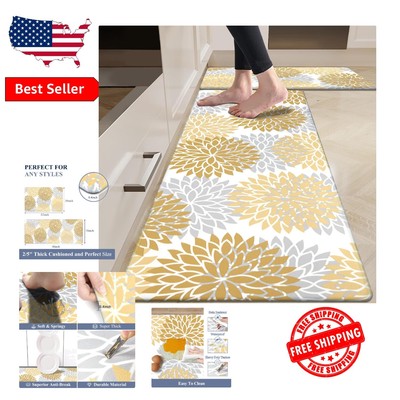 2-Piece Ergonomic Kitchen Mat Set - Cushioned & Waterproof Anti-Fatigue Design