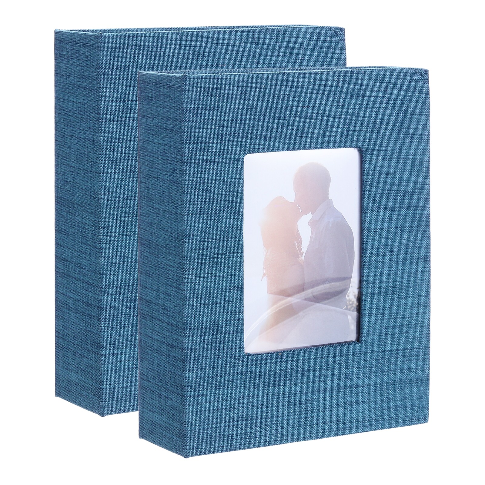 Photo Album, 4 x 6 Linen Cover Photo Album Book Holds 100 Pictures, Blue, 2 Pcs