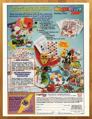 1998 Together Time! Activity Club Print Ad/Poster 90s Kids Crayola Crafts Art