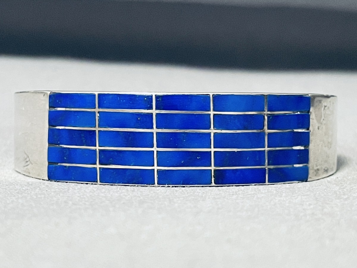 One Of The Best Vintage Native American Zuni Lapis Inlay Sterling Silver Bracelet One Of The Best Vintage Native American Zuni Lapis Inlay Sterling Silver Bracelet