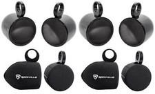 Pair Rockville MAC80B 7.7  Black Aluminum Wakeboard Tower Speaker Pods Covers