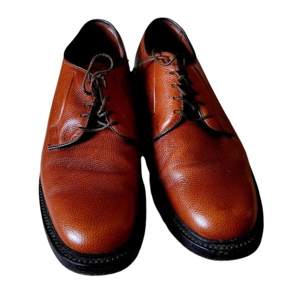 SAOLA Scarpe eleganti derby Allen Edmonds Leeds con lacci marroni in pelle a grana di ciottoli taglia 7D