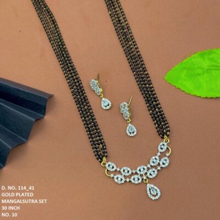 Timeless Bloom Gold Plated American Diamond Mangalsutra Set & Matching Earrings