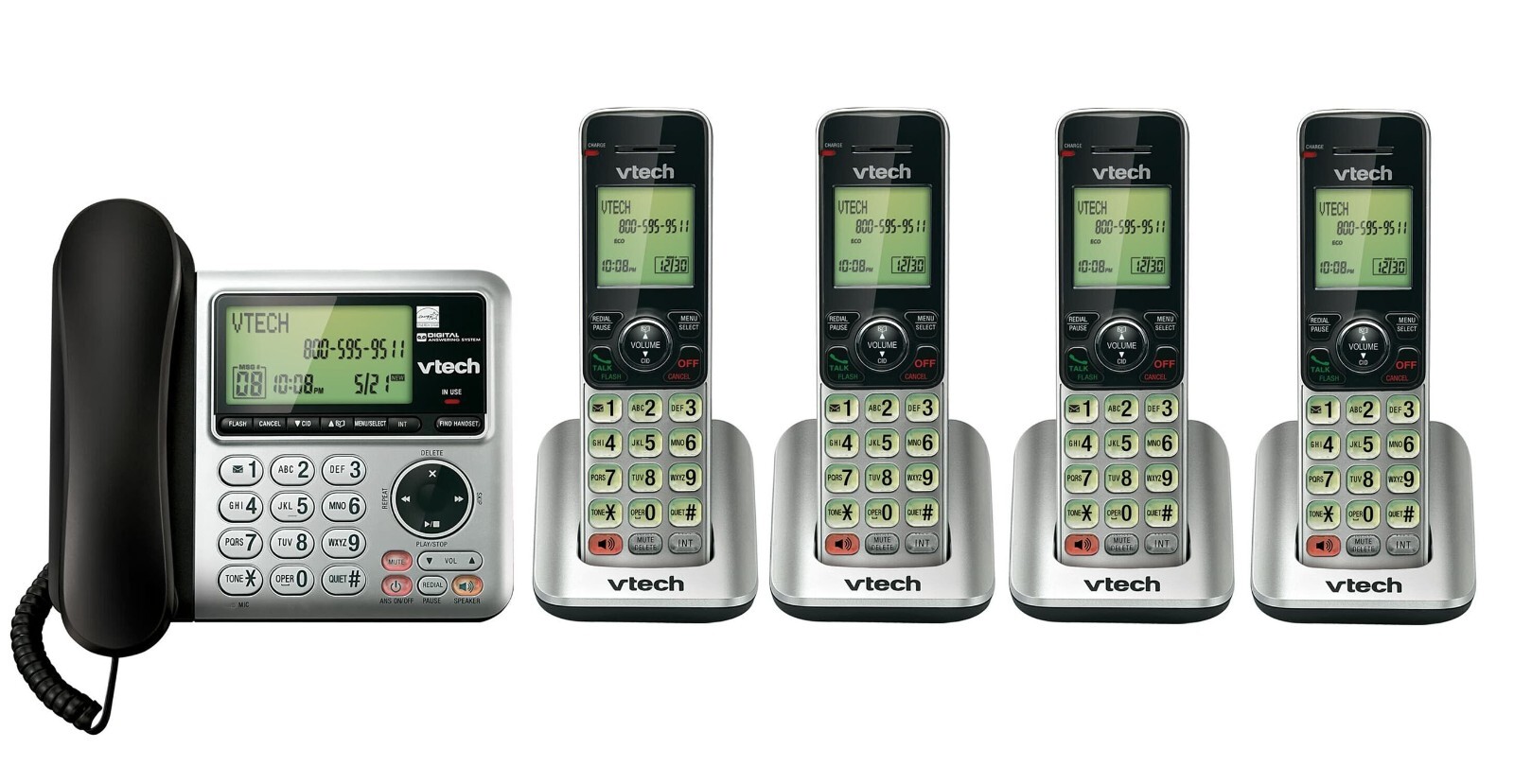 VTech 5 Handset DECT Corded/Cordless Answering System w Caller ID/Call Waiting