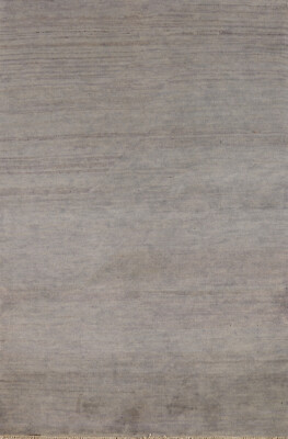 Elegant Handcrafted Gabbeh Solid Grey Wool Rug - Limited Edition'' 3x5 ft