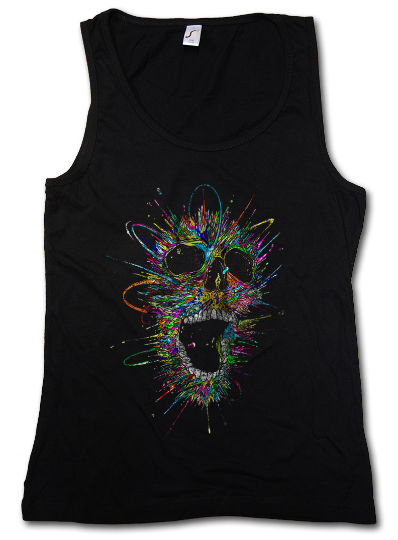 SCREAMING SKULL II WOMAN TANK TOP Dead Tattoo Art Rockabilly Skeleton Roses