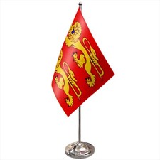 France Lower Normandy Satin & Chrome Premium Table Flag 