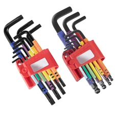 9/18PC Hex Key Allen Wrench Set Metric Torx Star Ball End w/ Color Coded Sleeves