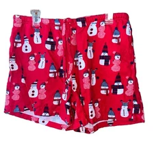 NWOT The Company Store Red Snowman Flannel Pajama Shorts  With Top Large