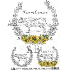 AB Studio, Rice Paper, Decoupage, Mixed Media, Arts, Crafts, A4, 8.27 x 11.69