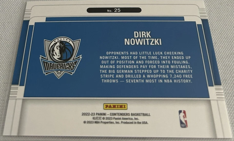 2022-23 Panini Contenders Basketball Dirk Nowitzki Dallas Mavericks Suite Shots - Image 2 of 2