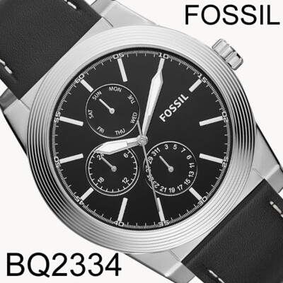 NIB Fossil Geoff Multifunction Black Leather Belt Watch BQ2334 $149 Retail F