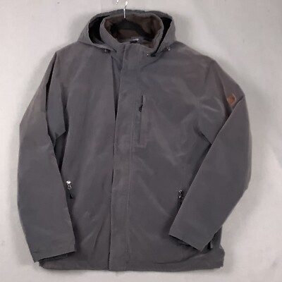 Rugged Elements Jacket Mens L Gray Trek Coat Fleece Lined Hidden