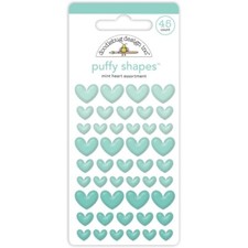 Doodlebug  PUFFY SHAPES  Mint Hearts Assortment