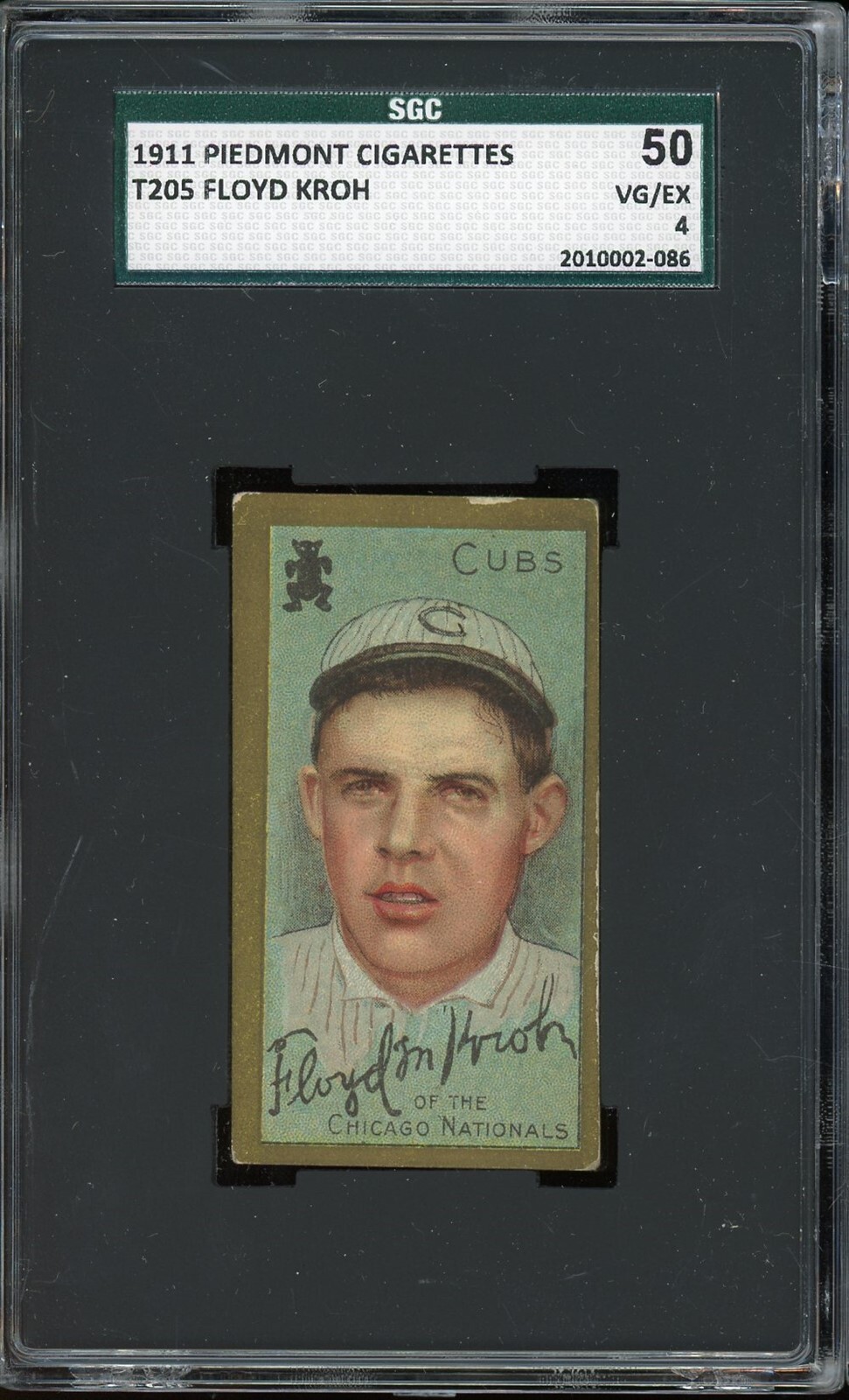 1911 T205 Gold Border Baseball Floyd Kroh SGC 4 *d2