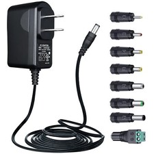 12V 1A Power Supply Adapter with 8 Tips for LED Lights Router CCTV and More