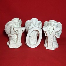VTG JOY Angel Porcelain Candle Holders Christmas Decor Set of 3