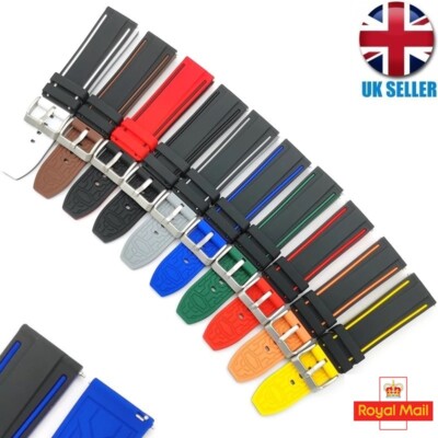 WATERPROOF DUAL COLOURS SILICONE SOFT RUBBER SPORT WATCH STRAP BAND 20-22-24MM 