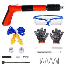 Portable Cordless Concrete Nail Gun Nailer Wall Fastening Tool Kit Red w/o Nails