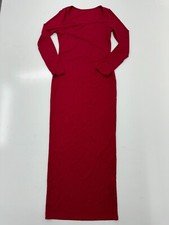 Shein Red Ribbed Long Sleeve Dress Womens Size Small