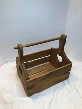 Vintage Wood Carrier Caddy Tote Tool Box Farmhouse Primitive Decor Heart Inserts