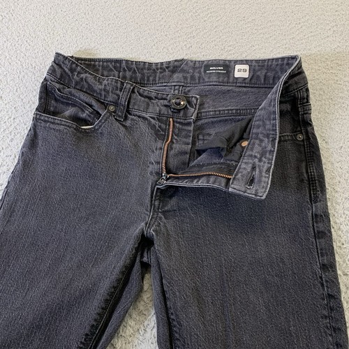 Volcom Stone Solver Jeans Mens 29x29 Black Denim Slim Straight Skater Cotton - Picture 3 of 11