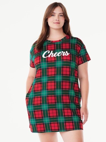 JOYSPUN Women’s L-XL CHEERS Sleep Shirt Nightshirt Short Sleeve Sleepwear - Picture 2 of 4