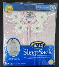 HALO Sleep Sack Small 0 to 6 Months Luxe Velboa, New, Pink Flower