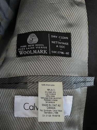 calvin klein blazer jacket black 100% wool mens 46R 2 button - Picture 9 of 11