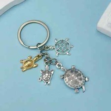 Sea Life Charm Turtle Keychain Fashion Creative Key Chain Car Bag Pendant Decor