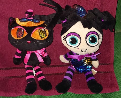 Vintage 9" Dan Dee Halloween Plush Cat & Plush Witch VERY CUTE