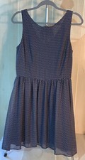 NEW Gap woman's size 8 blue & white dress lined sleeveless bow detail