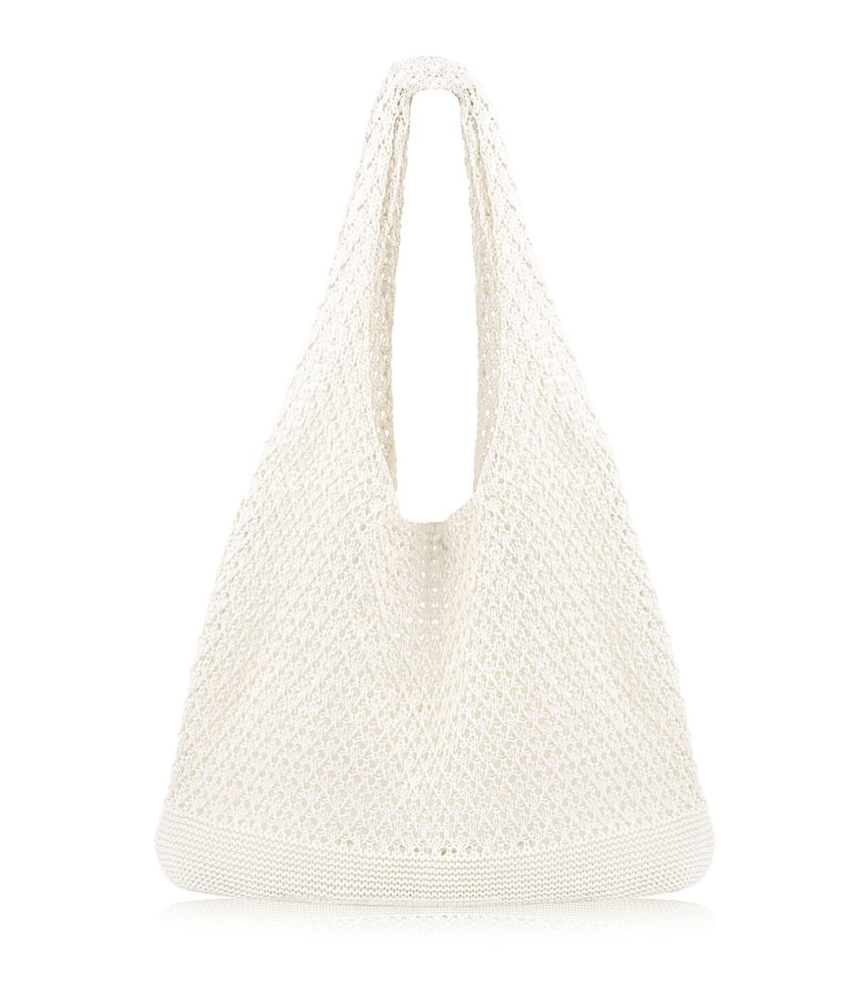 Crochet Mesh Beach Tote Bag for Women Summer Aesthetic Carryall